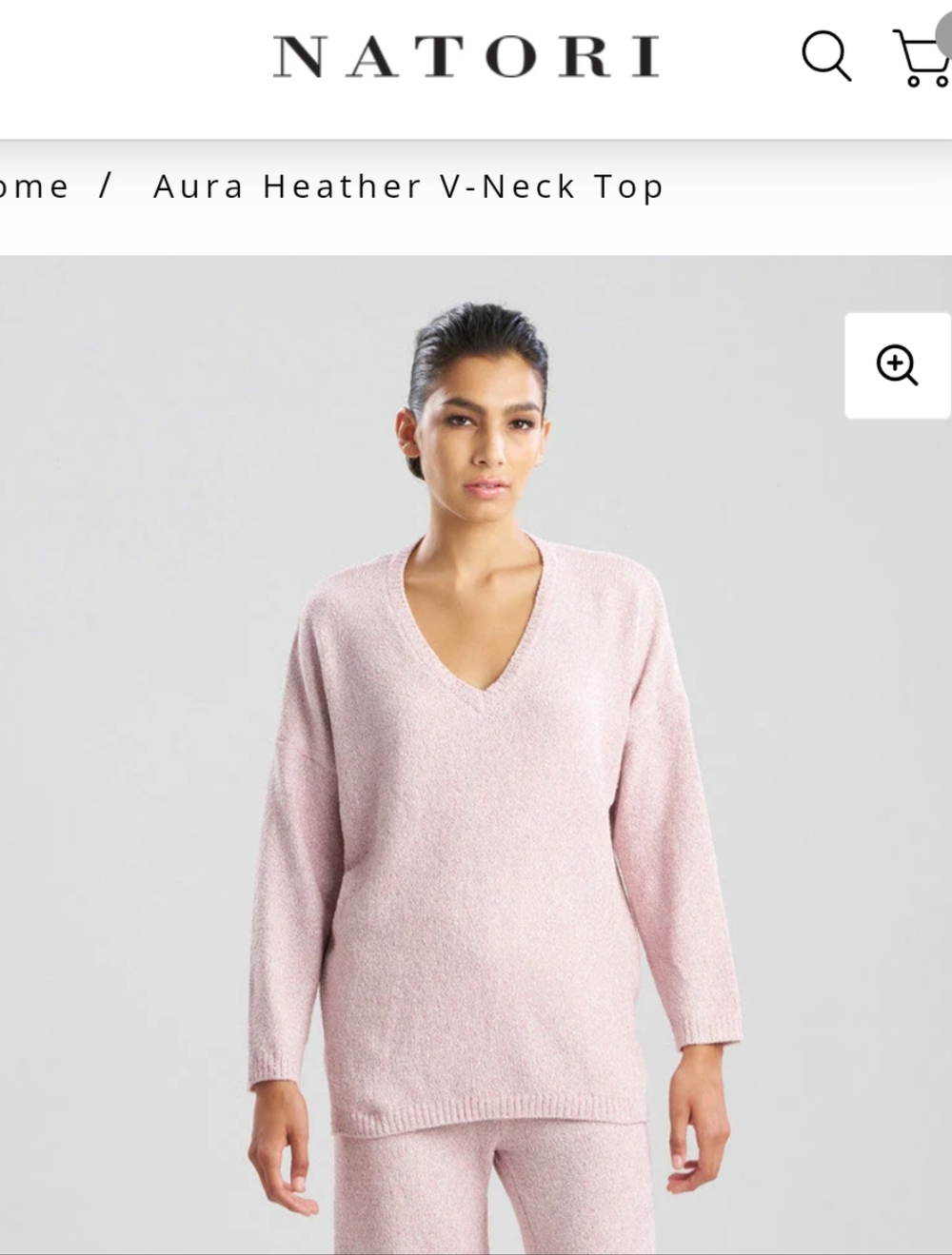 New With Tags Natori Aura Heather V-Neck Sweater - Blush Pink